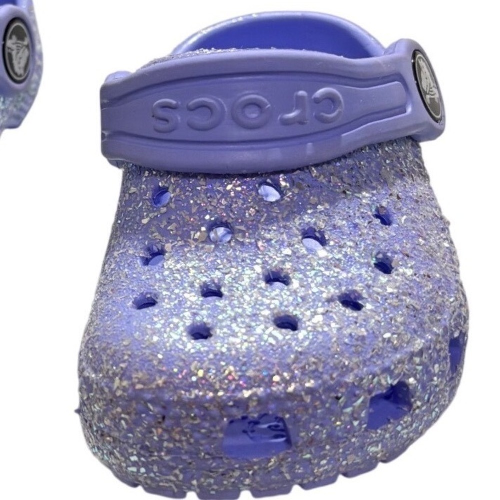 Crocs Classic Clog Kids Size 4 Purple Lavender Glitter Sparkle Shoes